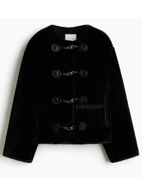 H&M black fur jacket